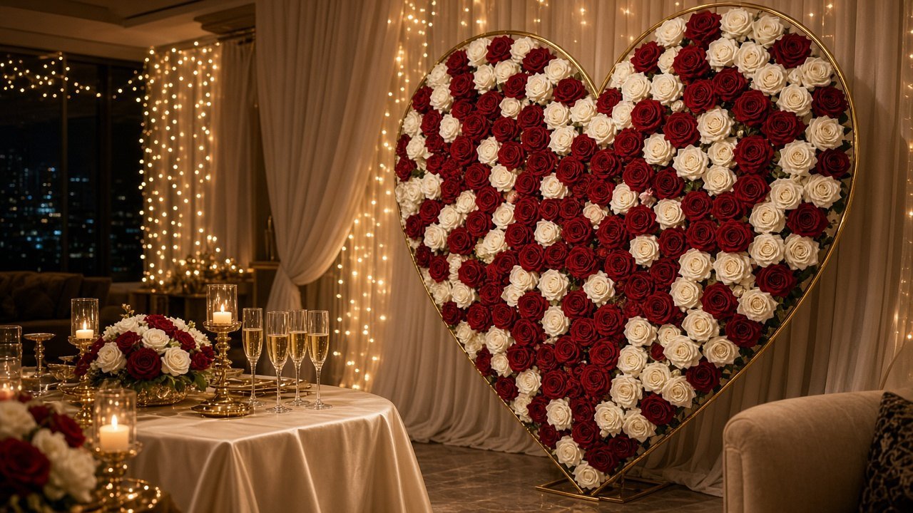 Romantic floral heart décor